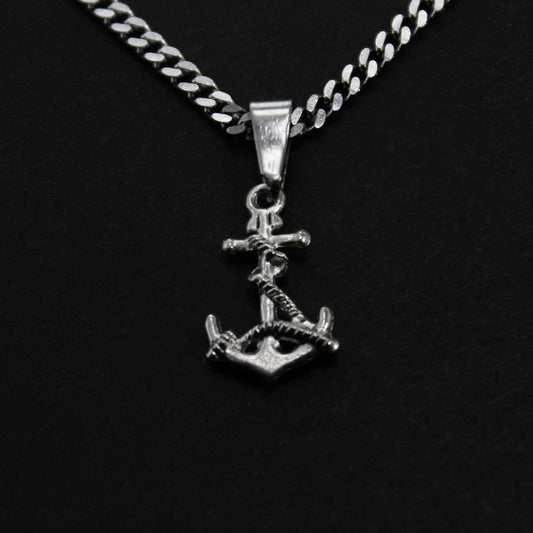 Anchor Cuban Silver Necklace
