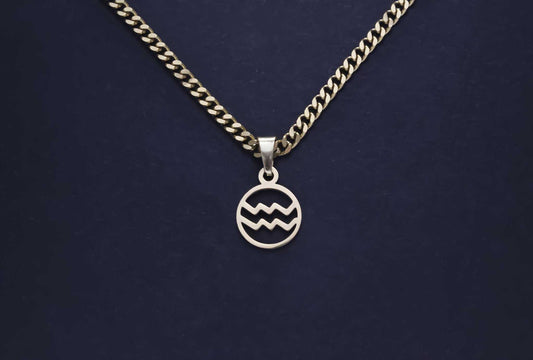 Aquarius Zodiac Gold Necklace