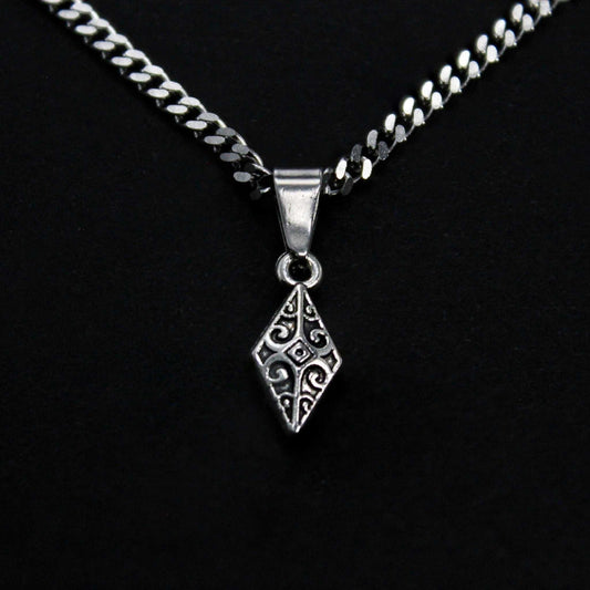 Boho Rhombus Silver Cuban Necklace