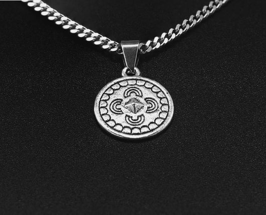 Boho Shield Silver Cuban Necklace