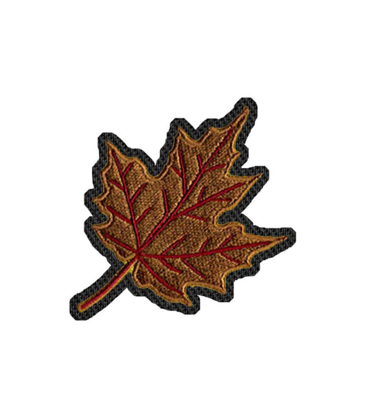 Brown Maple Leaf Design Iron on Patch / Sew on embroidered patches - world Africa Embroidery Women Applique Merit Badge for Clothing Jacket