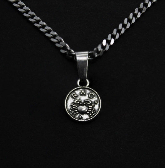 Cancer Zodiac Silver Cuban Necklace