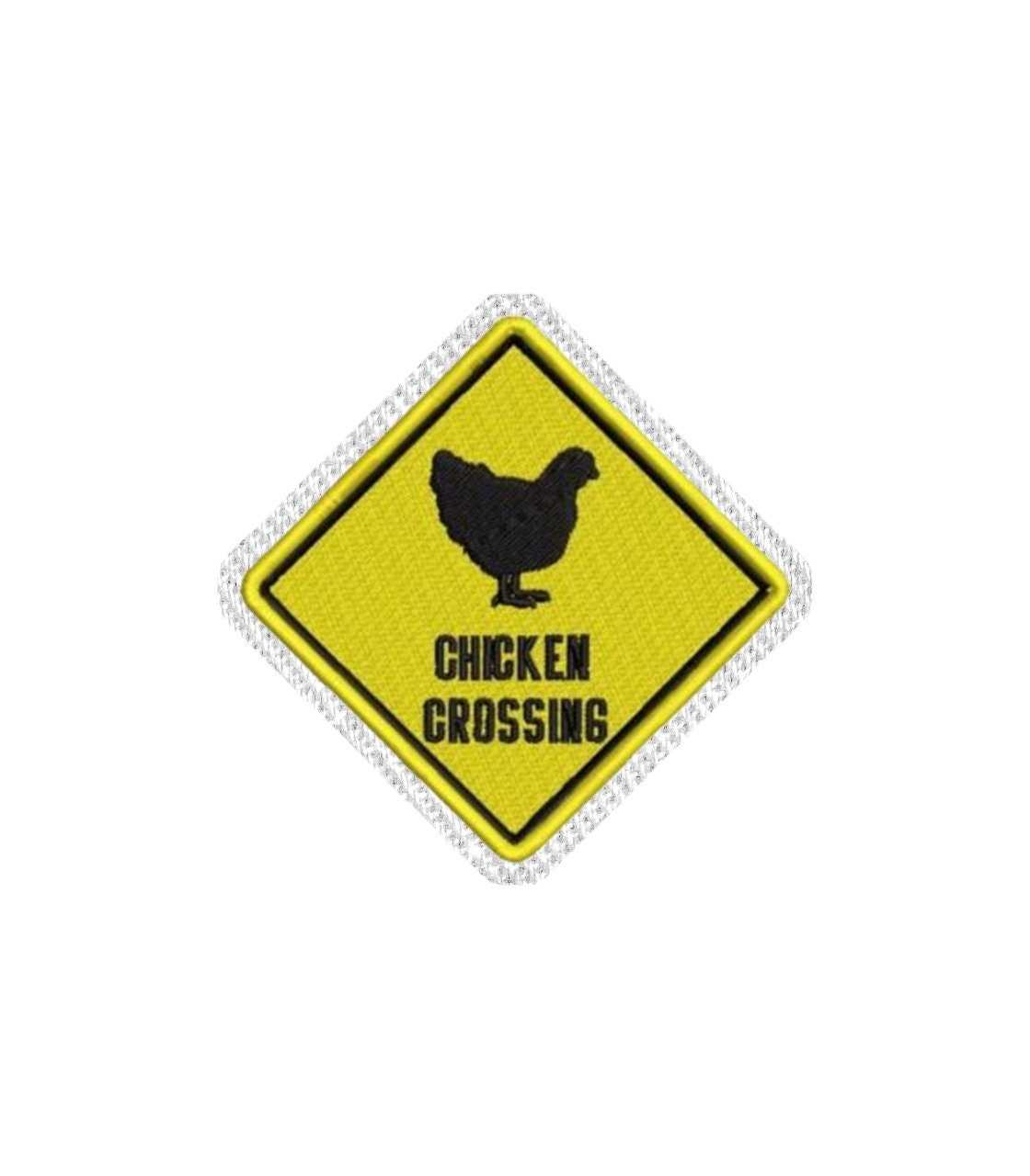 Chicken Crossing Sign Iron on Patch / Sew on embroidered patches Home Farm Country Embroidery Women Applique Merit Badge for Clothing Jacket