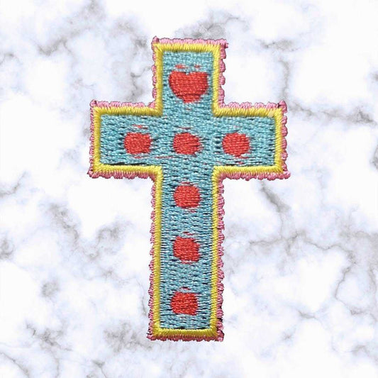 Cross Polka Dots Iron/Sew-On Embroidered Patch Applique - geometrical religion - Emblems Costumes Cosplay Patches for Clothing Vest Jacket