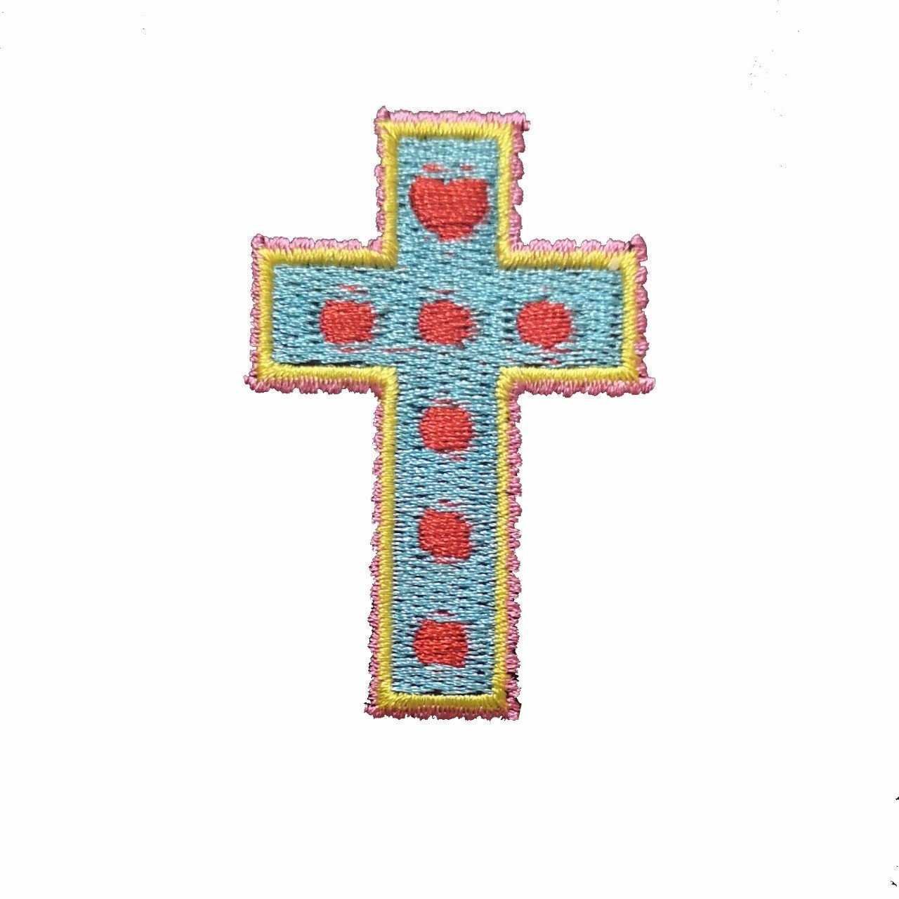 Cross Polka Dots Iron/Sew-On Embroidered Patch Applique - geometrical religion - Emblems Costumes Cosplay Patches for Clothing Vest Jacket