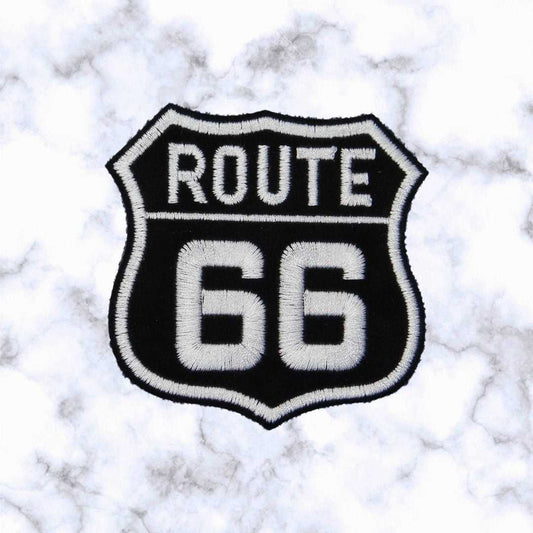 Route 66 State Road Iron/Sew-On Embroidered Patch Applique diy - Road Trip Music - Emblem Costume Cosplay Patches for Clothing Vest Jacket