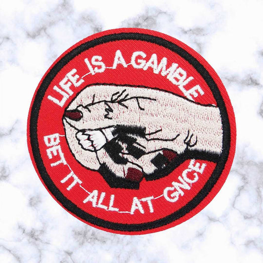 Life is A Gamble Iron on Patch / Sew on embroidered patches - Black Jack Lottery Winner Spin the dice Applique Badge for Clothing Jacket