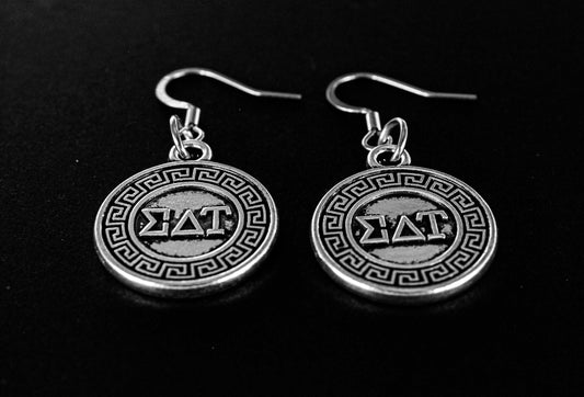 Sigma Delta Tau Silver Earrings