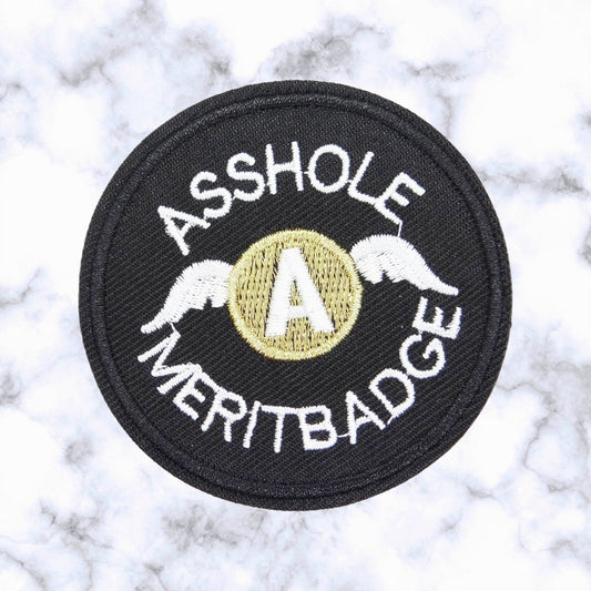 Iron on Patch / Sew on embroidered patches - Asshole Merit Badge Patch - Embroidery Artwork Scout Nature Applique Emblem for Clothing Jacket