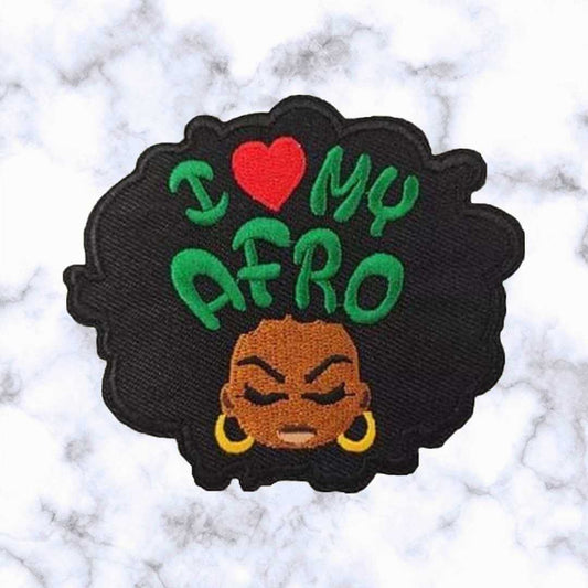 Iron on Patch / Sew on embroidered patches - I Love Afro Heart Patch Embroidery Artwork BLM Womens Love Applique Badge for Clothing Jacket