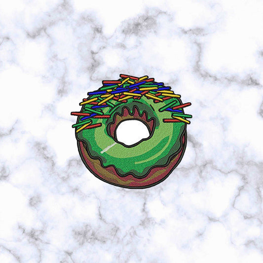 Iron on Patches / Sew on embroidered patches - Green Sprinkled Donut Embroidery Patchwork - Sweet Taste Donut  DIY Badge for Clothing