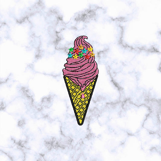 Iron on Patches / Sew on embroidered patches - Ice Cream Cone Iron on Patch Embroidery Patchwork - Dessert DIY Badge for Clothing