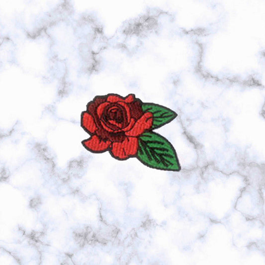 Iron on Patches / Sew on embroidered patches - Fancy Red Rose Iron on Patch Embroidery Patchwork - Nature Floral DIY Badge for Clothing