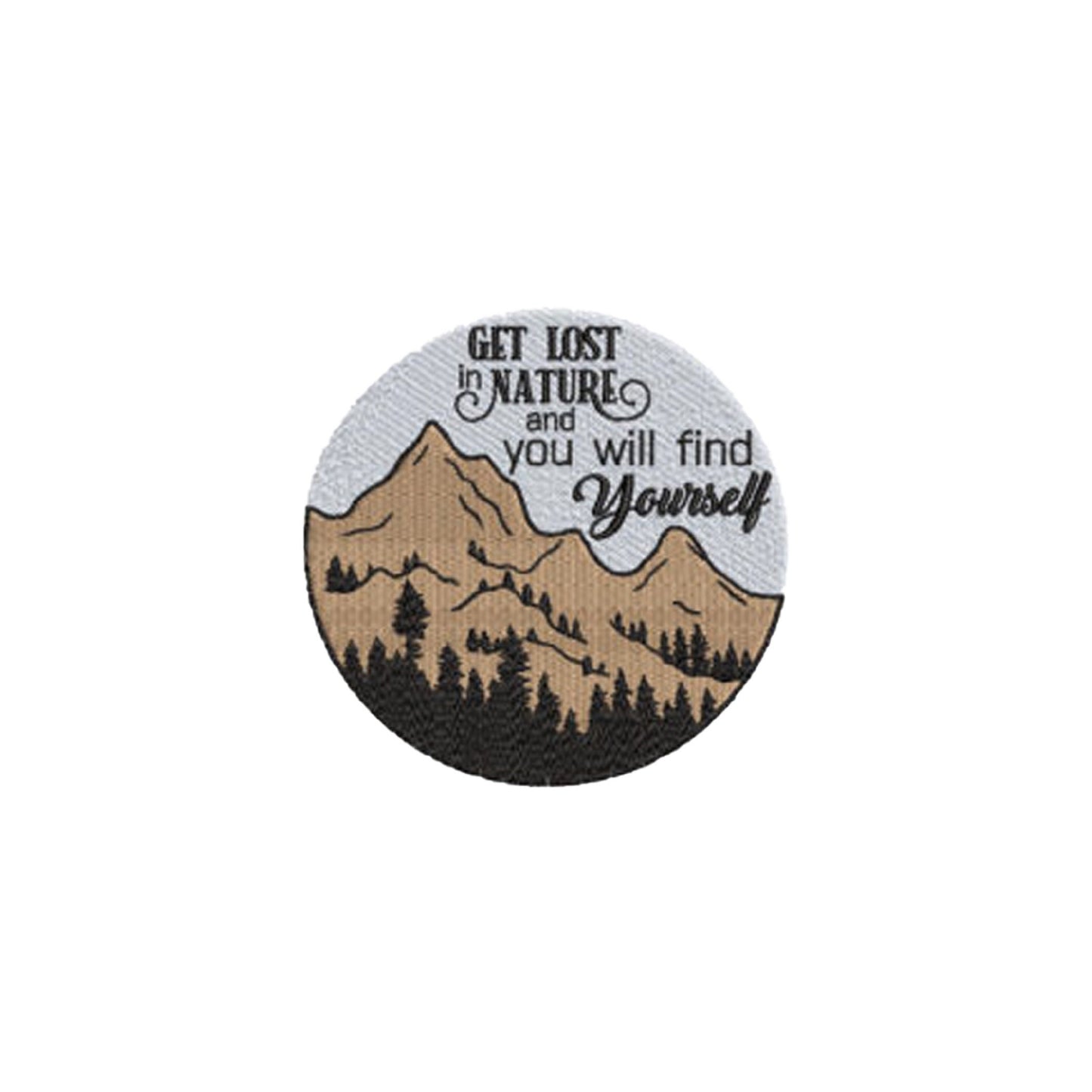 Iron on Patches / Sew on embroidered patches -Mountains Trees and a Wise Quote Embroidery Patchwork - Holidays Trees  DIY Badge for Clothing