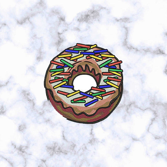 Iron on Patches / Sew on embroidered patches - Coffee Sprinkled Donut Embroidery Patchwork - Dessert & Sweets DIY Badge for Clothing