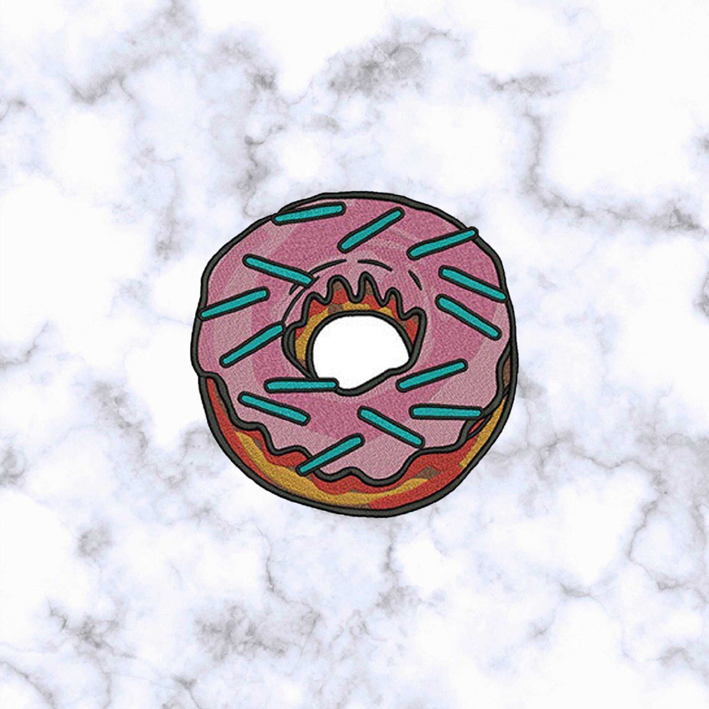 Iron on Patches / Sew on embroidered patches - Creamy Donut Iron on Patch Embroidery Patchwork -Food Donut DIY Badge for Clothing