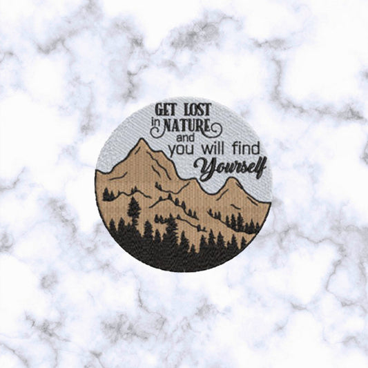 Iron on Patches / Sew on embroidered patches -Mountains Trees and a Wise Quote Embroidery Patchwork - Holidays Trees  DIY Badge for Clothing