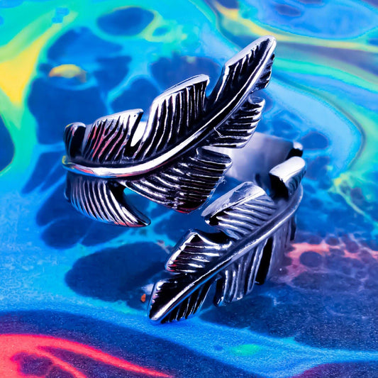 FEATHER RING  - Stylish Silver Ring - Rings for Women - Rings for Men - Stainless Steel Ring - Silver Ring