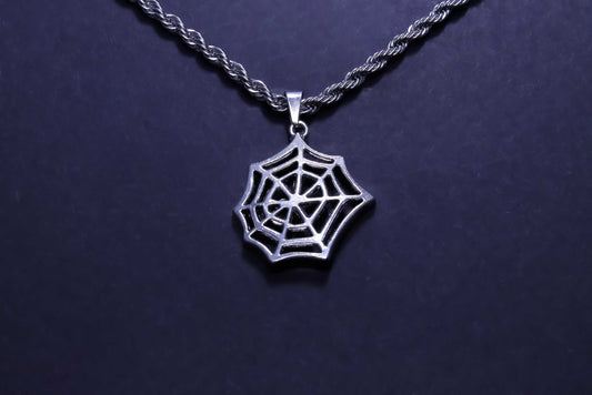 Spider Web Silver Rope Necklace