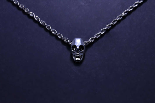 Skull Bead Silver Rope Necklace