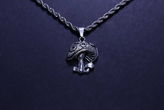 Psychedellic Mushroom Silver Rope Necklace