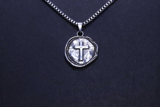 CROSS COIN  NECKLACE - Necklace Stylish Silver Necklace - Necklaces for Women - Necklace for Men - Link Necklace