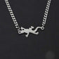 CRW Tiny Lizard Necklace with 2mm faceted miami cuban chain in silver - Necklaces for Women - Necklace for Men - Necklace with Pendant