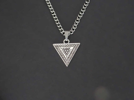 CRW Illuminati Necklace with 1.8mm curb chain in silver - Triangle Necklaces for Women - Pattern Necklace for Men - Necklace with Pendant