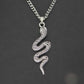 CRW Snake Necklace with 1.8mm curb chain in silver - Serpent Shape Necklace for Women - Wild Animal Necklace for Men - Necklace with Pendant