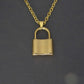 CRW Lock Necklace with 1.6mm rolo link chain in gold - Latch Necklace for Women - Keys Necklace for Men - Necklace with Hip Hop Pendant