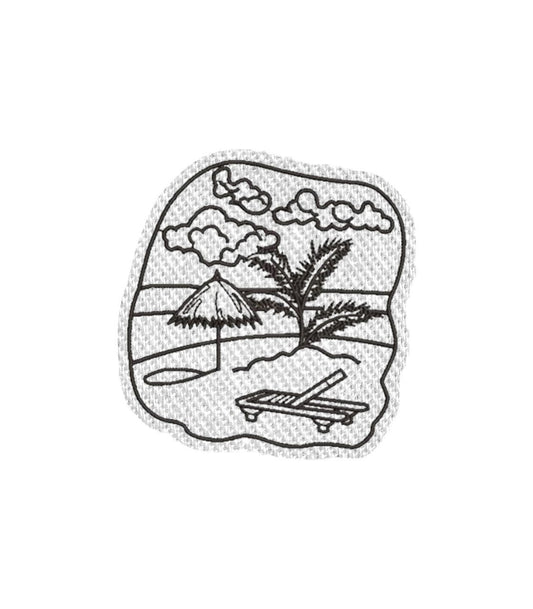 Beach Scene Coloring Page Iron on Patch / Sew on embroidered patches -Travel Embroidery Beach Women Applique Merit Badge for Clothing Jacket