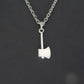 CRW Simple Axe Necklace with 1.6mm rolo chain in silver - Shape Necklaces for Women - Minimalistic Necklace for Men - Necklace with Pendant