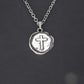 CRW Cross Coin Necklace with 1.6mm rolo chain in silver - Religious Necklaces for Women - Bible Necklace for Men - Necklace with Pendant