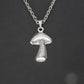 CRW Bohemian Mushroom Necklace with 1.6mm rolo chain in silver - Coin Necklaces for Women - Pattern Necklace for Men - Necklace with Pendant