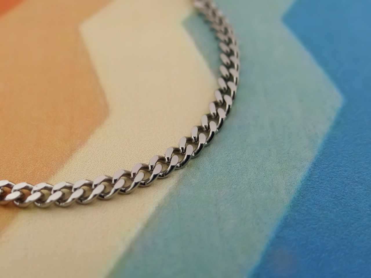 BRACELET with 2mm MIAMI CUBAN Link Chain in Silver - Faceted Bracelet Stylish Silver Bracelets - Bracelets for Women - Bracelet for Men