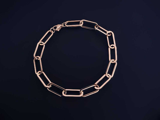 BRACELET with 6.5mm Paperclip Link Chain in Gold - Clasic Bracelet Stylish Gold Bracelets - Bracelets for Women - Chain Bracelet for Men