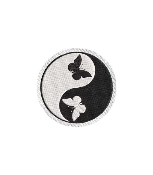 Yin Yang Symbol with Butterflies Iron on Patch/Sew on embroidered patches Animal Embroidery Women Applique Merit Badge for Clothing Jacket