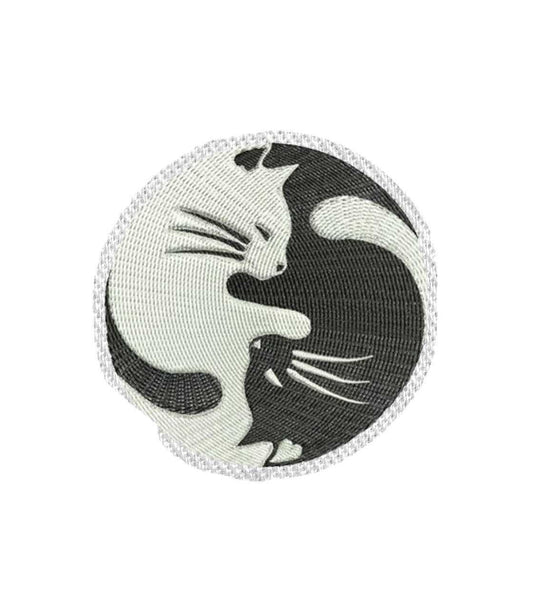 Ying Yang Cats Iron on Patch/Sew on embroidered patches Animal Embroidery Women Applique Merit Badge for Clothing Jacket