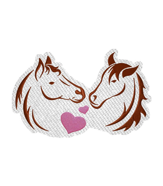 Two Horses in Love Iron on Patch / Sew on embroidered patches Farm Animals Horse Embroidery Women Applique Merit Badge for Clothing Jacket