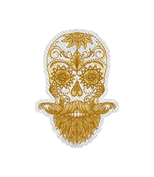 Bearded Sugar Skull Iron on Patch / Sew on embroidered patches - world Mexico  Embroidery Women Applique Merit Badge for Clothing Jacket