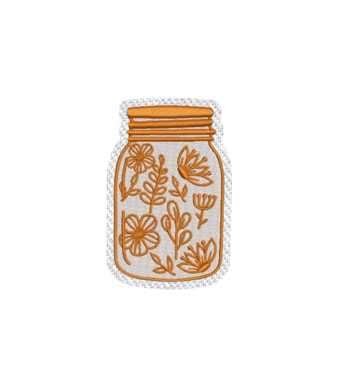 Jar Filled with Flowers Iron on Patch / Sew on embroidered Floral Garden Flowers Embroidery Women Applique Merit Badge for Clothing Jacket