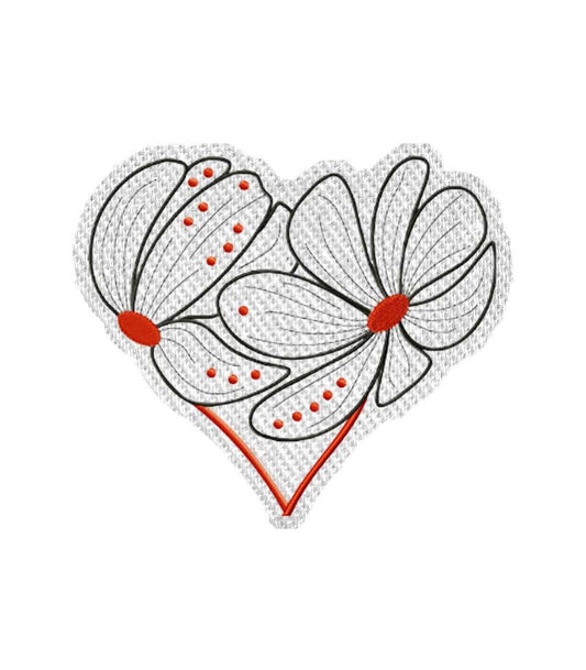 Heart Shaped Flowers Iron on Patch / Sew on embroidered patches - Valentine's Day  Embroidery Women Applique Merit Badge for Clothing Jacket