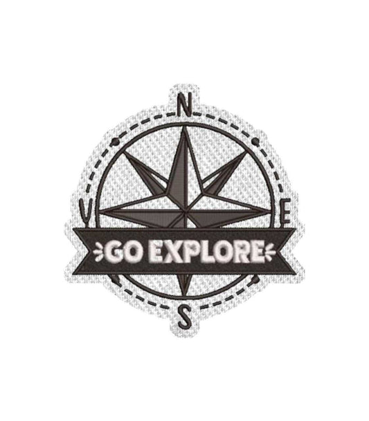 Go Explore Compass Iron on Patch /Sew on embroidered patch - Travel Season Holiday Embroidery Women Applique Merit Badge for Clothing Jacket