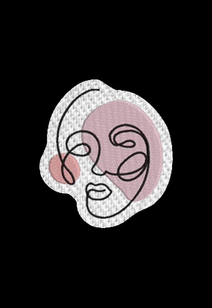 Abstract Line Art Face Iron on Patch Sew on embroidered patches - Beauty Embroidery Designs Women Applique Merit Badge for Clothing Jackets