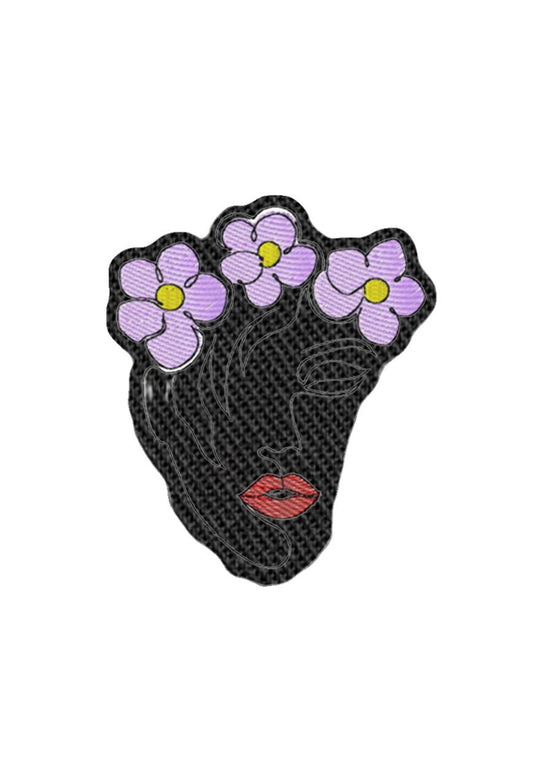 Woman Face with Lilac Flowers Iron on Patch Sew on embroidered patches - Beauty Embroidery Designs Women Badge Applique for Clothing