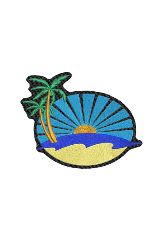 Beach, Sun, Sand, Palm Tree Iron on Patch Sew on embroidered patch - Beach & Nautical Embroidery Designs Women Applique for Clothing Jackets