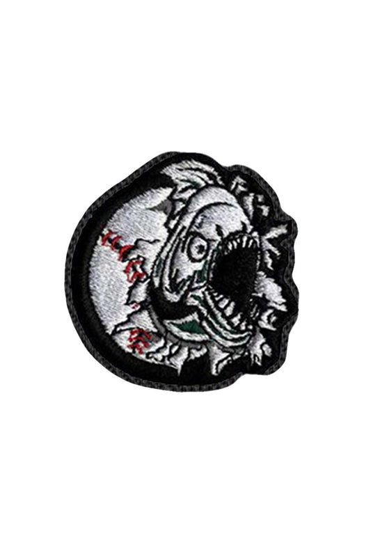 Baseball Piranha Fish Iron on Patch Sew on embroidered patches - Fish & Shells Embroidery Designs Women Badge Applique for Clothing Jackets